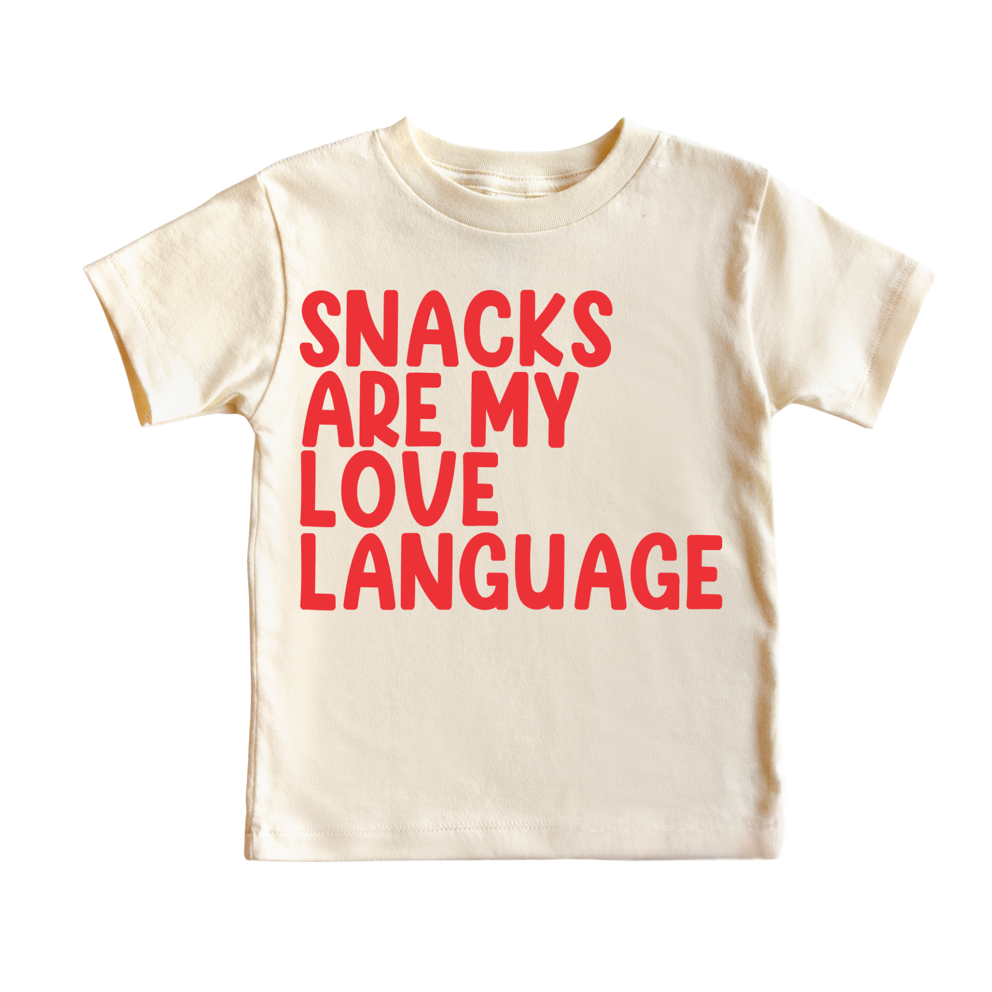 Snacks Are My Love Language Tee: Natural Short Sleeve Tee / 12 Month