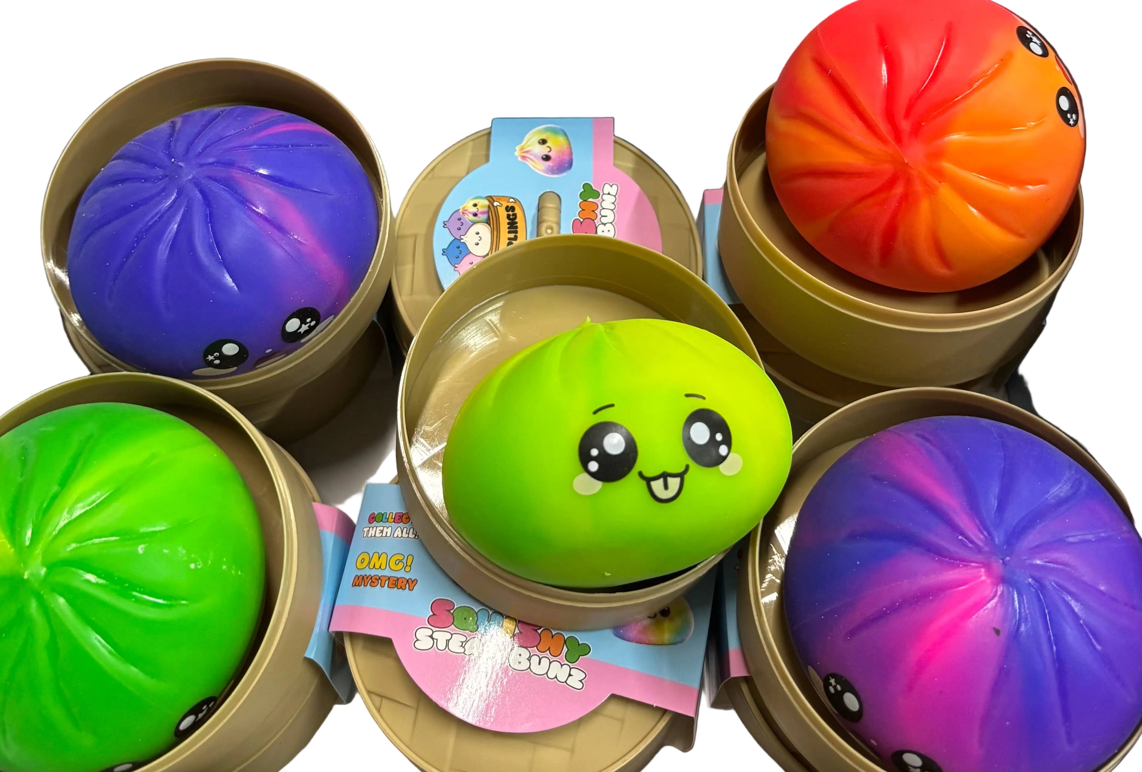 squishy dumpling rainbow and solid colors, individually sealed