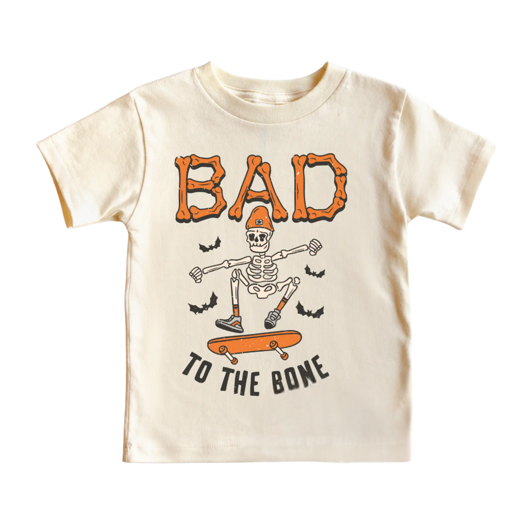 Bad To The Bone Skater Shirt - Halloween Shirt: Natural / 2T Kids