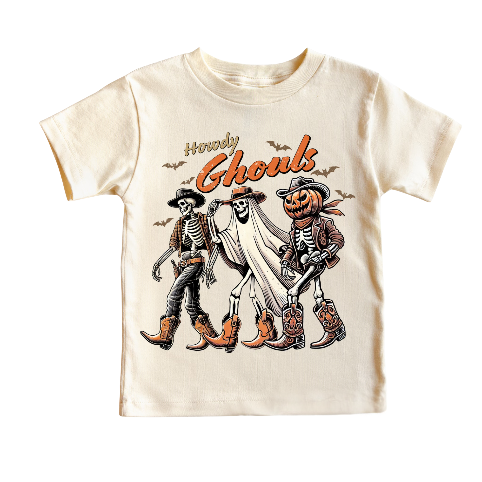 Howdy Ghouls Western Shirt - Halloween Shirt: Natural / 6/8 Youth Small