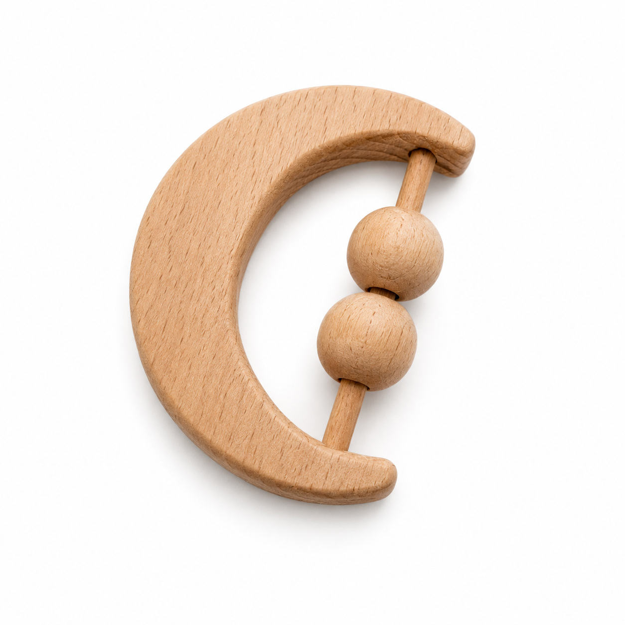 Wooden Moon Rattle Toy