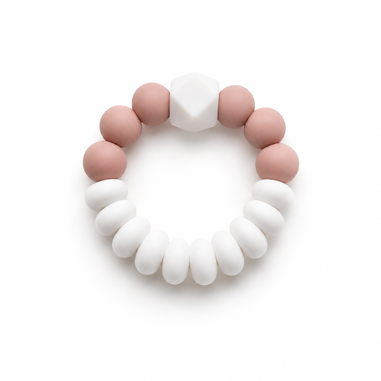 Silicone Beads Baby Teething Ring: Pink