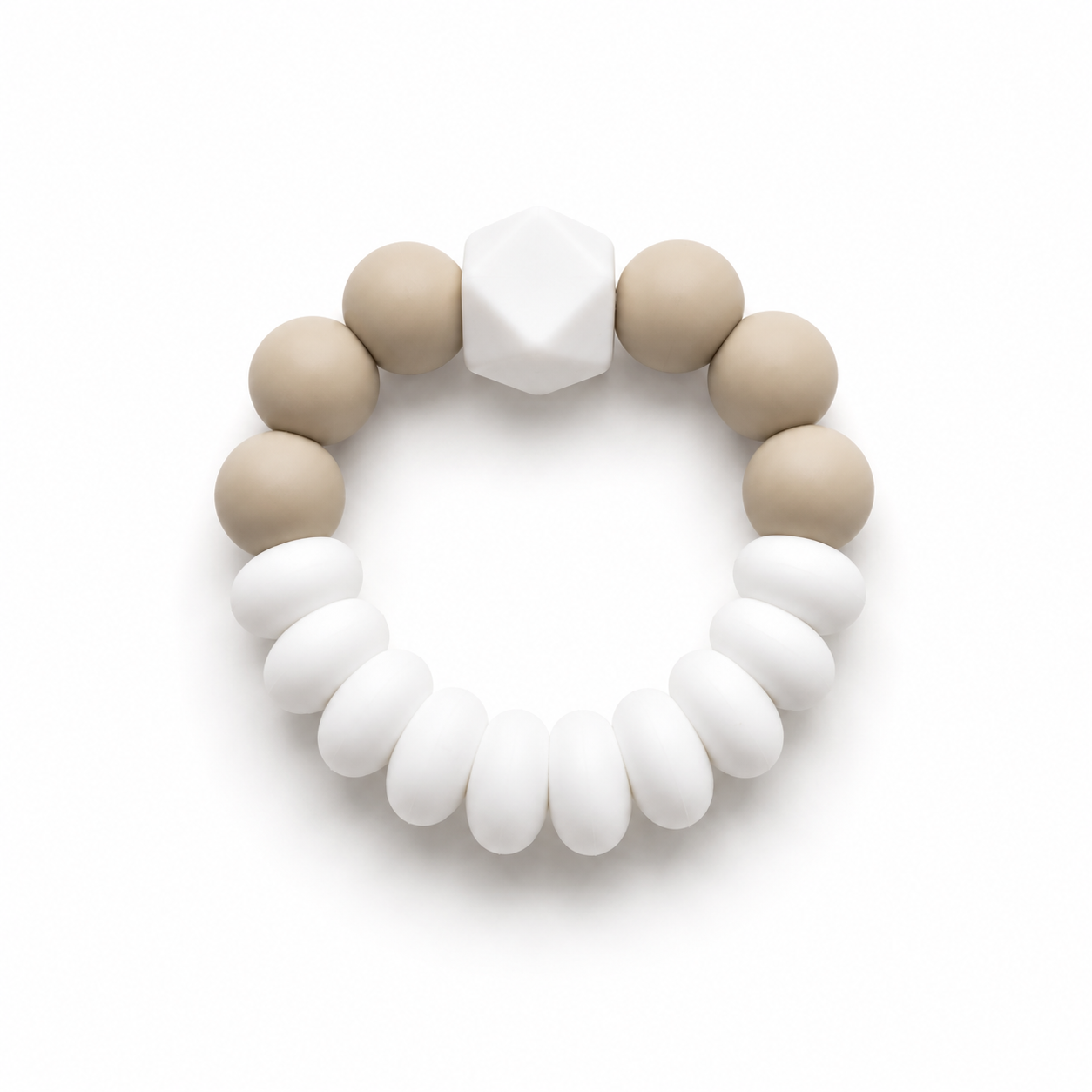 Silicone Beads Baby Teething Ring: Khaki